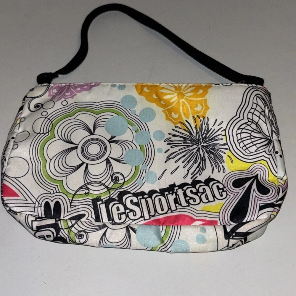 LeSPORTSAC MINI SHOULDER BAG WHITE BLACK RED BLUE COLORS CHERRY FLORAL DESIGN